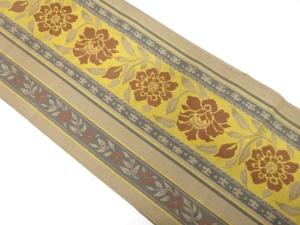 アンティーク　縞に花更紗模様織り出し全通袋帯（材料）